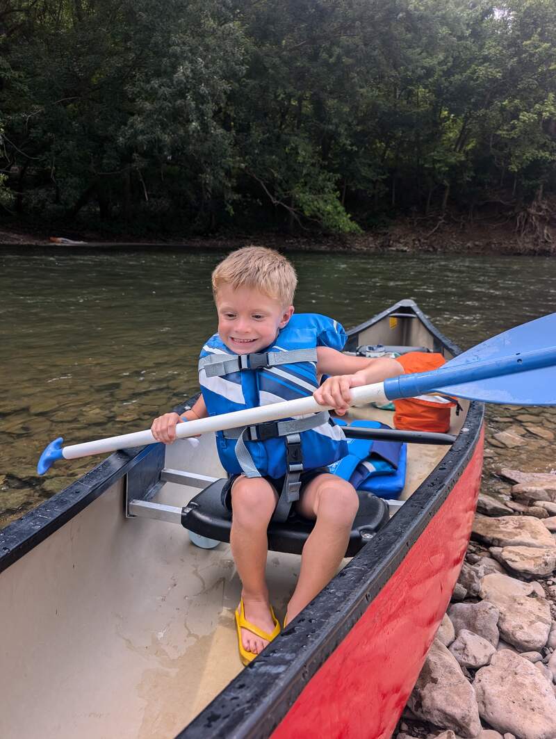 Noah with his paddle